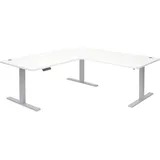 Mendler Eckschreibtisch HWC-D40 grau / Weiß