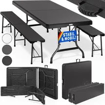 CASARIA Malmö Set 3-tlg. Tisch 180 x 75 x 73 cm schwarz klappbar