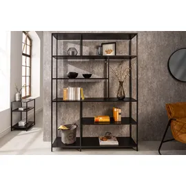 Riess Ambiente Industrial Bücherregal SLIM LINE 185x135cm Esche schwarz sechs Regalböden