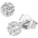 Smart Jewel Paar Ohrstecker Blüte, Zirkonia Steine, Silber 925 silberfarben