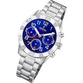 Festina Junior Collection 36,0mm Edelstahlgehäuse blau Silikonarmband silber