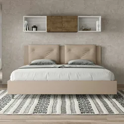 Kingsize-Doppelbett mit gepolstertem Untergestell 200x200 Appia, taubengraues Kunstleder