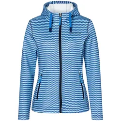 Kapuzensweatjacke DEPROC ACTIVE "MONICA MEADOWS Women", Damen, Gr. 40 (M), blau (indigo), 100% Polyester, casual, tailliert, Langarm gerader Abschluss, Sweatjacken Sportbekleidung Sweatjacke Yoga & Pilates Bekleidung Zip-Hoodie, in Strickoptik