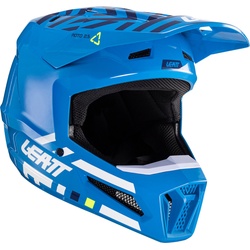 Leatt 2.5 V24 Cyan Motocross Helm, weiss-türkis-blau, Größe L für Männer