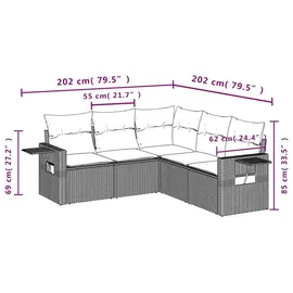 vidaXL Garten-Lounge-Set 5-tlg. braun