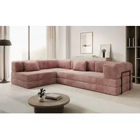 Luxusbetten24 Schlafsofa Designer Sofa Lazy L, mit Aufklappfunktion und Cordbezug rosa