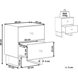 Beliani Nachtschrank Nesle 48 x 60 x 60 cm Silber