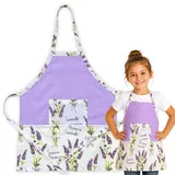 HOUSE ART LIFE Kinderschürze mit Tasche - Baumwoll Kochschürze für Jungen und Mädchen 4-6 Jahre, ideal zum Malen Kochen Backen Spielen, Geschenk für Kinder, Viele bunte Muster - 4-6 Jahre