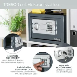 HMF 4612812 Tresor mit Zahlenschloss, Möbeltresor, 36 x 48 x 37 cm, Anthrazit