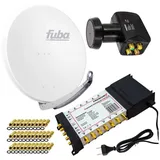 Fuba PremiumX Satelliten-Komplettanlage Fuba DAA 850 W Satellitenschüssel Alu Weiß 5-12 Multischalter LNB F-Stecker, 1 SAT 12 Teilnehmer