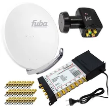 Fuba PremiumX Satelliten-Komplettanlage Fuba DAA 850 W Satellitenschüssel Alu Weiß 5-12 Multischalter LNB F-Stecker, 1 SAT 12 Teilnehmer