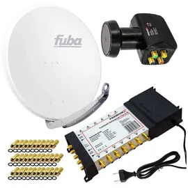 Fuba PremiumX Satelliten-Komplettanlage Fuba DAA 850 W Satellitenschüssel Alu Weiß 5-12 Multischalter LNB F-Stecker, 1 SAT 12 Teilnehmer