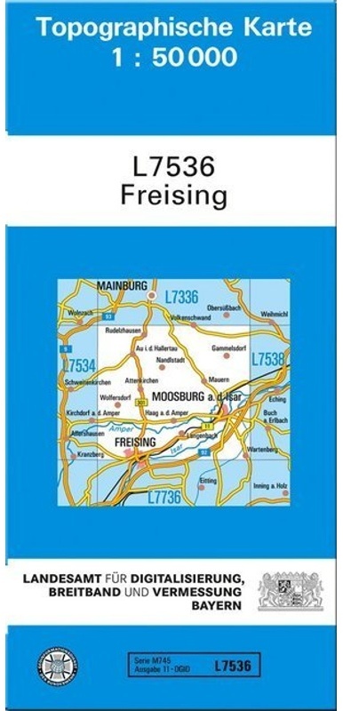 Topographische Karte Bayern / L7536 / Topographische Karte Bayern Freising - Breitband und Vermessung  Bayern Landesamt für Digitalisierung  Karte (im