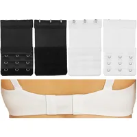 Bequeme BH Verlängerung, 4 Pack, Schwarz, Weiss, Größe L, 3 x 3 Haken Reihe, für alle BH Modelle, weiches und elastisches Material, Büsten Verschluss Erweiterung, Bra Extender, BH mit Komfort tragen - L, 3 x 3 Haken