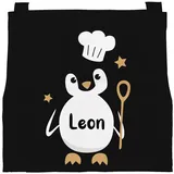 SpecialMe personalisierte Kinderschürze Namen Pinguin Kochmütze Küchenschürze Tiermotiv Kochschürze Backschürze Kinder schwarz 3-6 Jahre - 3-6 Jahre