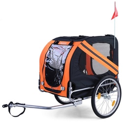RAMROXX Fahrradhundeanhänger Fahrradanhänger Hundeanhänger klappbar für Haustiere bis 40Kg Orange Schwarz orange|schwarz