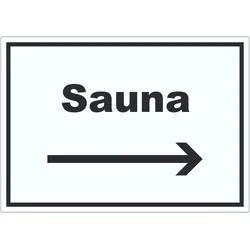 Sauna Aufkleber mit Text und Richtungspfeil rechts Erholung Entspannung waagerecht A3 (297x420mm)