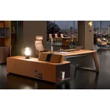 aea Designer Büro Arbeit Zimmer Set Sessel Eckschreibtisch Komplett Set Möbel 2tlg. - Braun