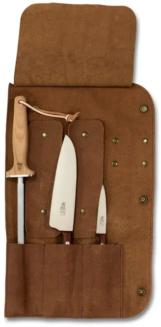 Messerrolle 1 Plus aus braunem Rindsleder 9563000000000