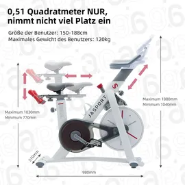 JASPORT Smart Indoor Speedbike S3 leise Heimtrainer, Magnetbremssystem, App mit Trainingskursen, Kinomap & Zwift kompatibel inkl. Pulsgurt | Schwarz/Weiß