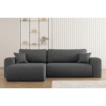 kaiser möbel Ecksofa mit Schlaffunktion und Stauraum für Bettzeug, L-förmiges ,Capri Stoff Verita Rechts Stahl