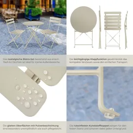 Tectake Bistrotisch-Set Frieda für 2 Personen beige