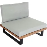 Mendler Lounge-Sessel HWC-H54, Garten-Sessel, Spun Poly Akazie Holz Aluminium ~ hellbraun, Polster hellgrau