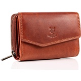 Matador [Sevilla RFID Blocker Leder Portemonnaie Damen | Geldbeutel Portmonee Damen mit Geschenk Box | Geldbörse Damen Leder Mittelgroß Viele Fächer | Geldtasche Brieftasche Damen | Vintage Braun