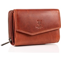 Matador [Sevilla RFID Blocker Leder Portemonnaie Damen | Geldbeutel Portmonee Damen mit Geschenk Box | Geldbörse Damen Leder Mittelgroß Viele Fächer | Geldtasche Brieftasche Damen | Vintage Braun