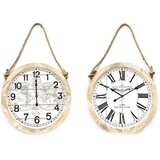 DKD Home Decor Wanduhr Weißes Seil MDF (2 Stück) (50 x 4 x 50 cm) (Referenz: S3026734)