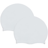 2PCS Classic Unisex Silikon-Badekappe Schwimmkappe für Frauen und Männer(Weiße)