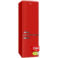 Amica KGCR 387 102 R Retro-Kühl-Gefrierkombination (244 l, 1810 mm hoch, Rot)