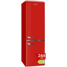 Amica KGCR 387 102 R Retro-Kühl-Gefrierkombination (244 l, 1810 mm hoch, Rot)