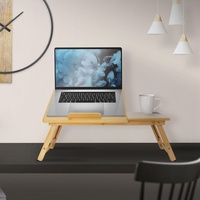 ML-Design Laptoptisch aus Bambus fürs Bett/Sofa, höhenverstellbar & klappbar, 4 Neigungswinkel, für Lesen & Frühstück, Laptopständer mit Lüftungslöchern & Schublade, Lapdesks Notebooktisch Betttisch