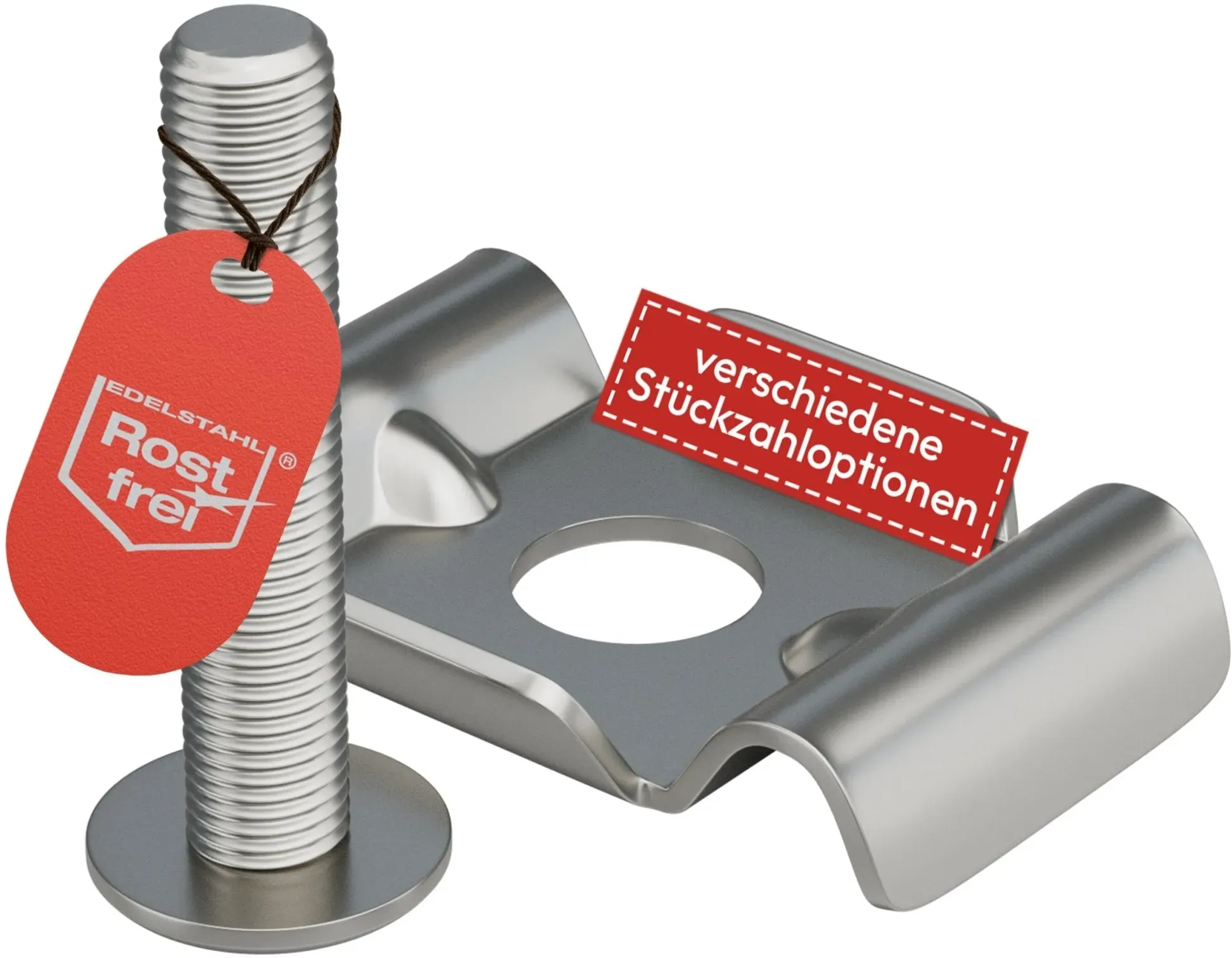 20 Stück – Qualinos Butterfly-Klemmplatten Set aus Edelstahl 1.4301 mit M8x40 Sicherheitsschrauben (5,5mm ISK) für Doppelstabmattenzaun – Made in Germany