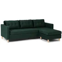 ebuy24 Ecksofa, Grün, Textil, L-Form, 219x151 cm, Wohnzimmer, Sofas & Couches, Wohnlandschaften, Ecksofas
