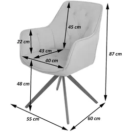 Mendler 6er-Set Esszimmerstuhl HWC-L80, Küchenstuhl Polsterstuhl Stuhl mit Armlehne, drehbar, Metall Stoff/Textil ~ creme-beige