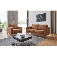 ATLANTIC home collection 2-Sitzer Weston, im skandinavischem Stil, mit Wellenunterfederung braun