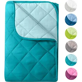 Wometo Microfaser Sommer Steppbett 135x200 türkis & helltürkis / OEKO-TEX / kochfest 95° / Leichtsteppbett für heiße Tage / ohne Bezug verwendbar