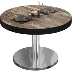 BN | Bistro Loungetisch | Ø:H 70 x 36 cm | Schwarzer Rand | Vintage Old / Edelstahl