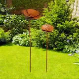 Blumen Gartenstecker mit Vogeltränke & Insektentränke – Winterfeste Gartendeko aus Metall, langlebiger Pflanzenstecker für Frühling&Sommer,ideale Outdoor-Dekoration für Garten,Balkon&Terrasse (A2)