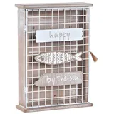 DKD Home Decor Schlüsselschrank, Weiß, Braun, Holz, Metall, 20 x 6 x 28 cm
