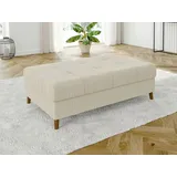s-style möbel Odin - Hocker Mit Braun Holzfüßen Im Skandinavischen Stil Aus Beige Cord-stoff