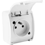 Doktorvolt Aufputzsteckdosen IP44 Steckdose französisch System + Klappdeckel 161-01 weiß DV 5850