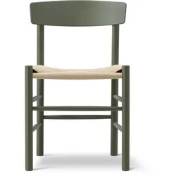 Fredericia J39 Mogensen Stuhl, buche khaki green / sitz schnurgeflecht natur