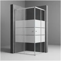 Boromal Eckdusche Duschkabine 90x90 80x80 75x90 75x75 Eckeinstieg Schiebetür H:185cm, BxT: 100x80 cm, Sicherheitsglas, verstellbar Aluprofil, Alurahmen, Duschabtrennung Glas, Milchglas, Schnellfreigabefunktion, Magnetische Duschdichtunge silberfarben 100 cm x 185 cm x 80 cm