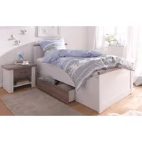 SchlafKONTOR Bett Luca 106 x 205 cm Kiefer massiv pinienfarben weiß trüffelfarben