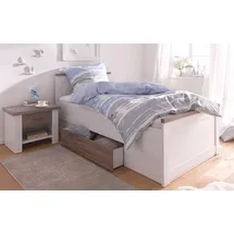 SchlafKONTOR Bett Luca 106 x 205 cm Kiefer massiv pinienfarben weiß trüffelfarben