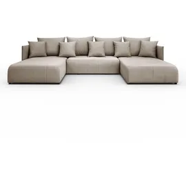 lookway Ecksofa U-Form Textil 3-Sitzer Beige