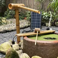 Solar-Bambus-Wasserbrunnen for den Innen- und Außenbereich, traditionelles Japanisches Zirkulationswasserspiel im Zen-Stil, dekorative Landschaftsverzierung for Garten